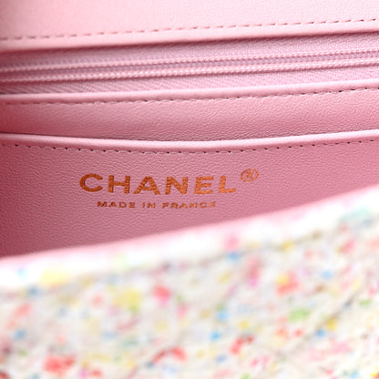 Chanel Tweed Sequin Quilted Mini Rectangular Flap White Pink Green Blue 6 of 10