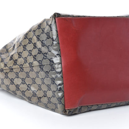 Gucci Crystal Monogram Large Web Handle Bucket Tote Red 8 of 9