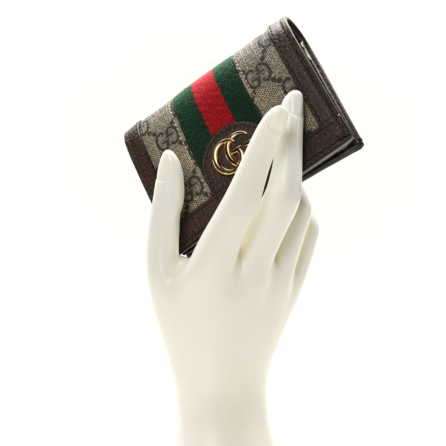 Gucci GG Supreme Monogram Web Ophidia Card Case Beige New Acero 2 of 8