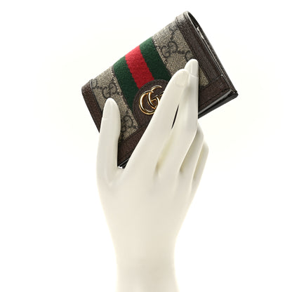 Gucci GG Supreme Monogram Web Ophidia Card Case Beige New Acero 2 of 8