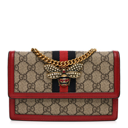 Gucci GG Supreme Monogram Web Queen Margaret Chain Wallet Red 1 of 11