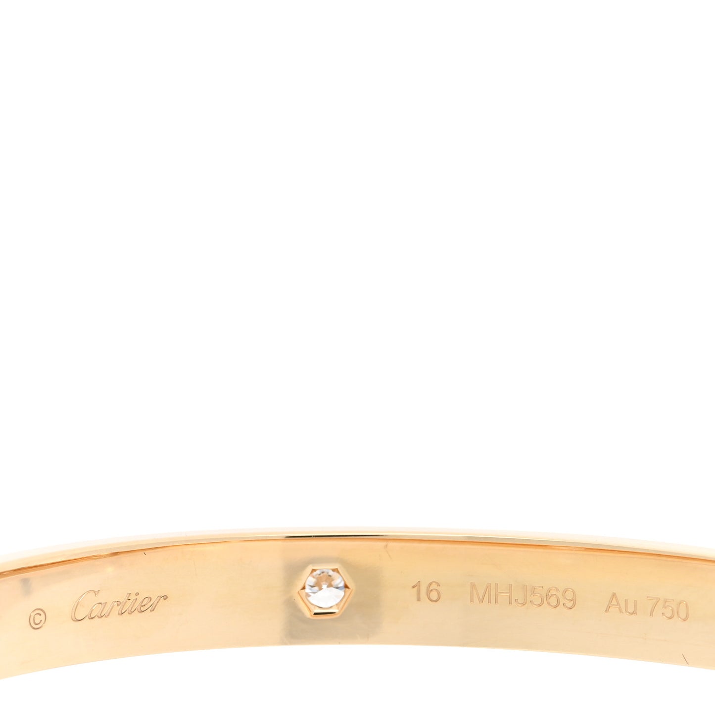 18K Yellow Gold 4 Diamond LOVE Bracelet 16
