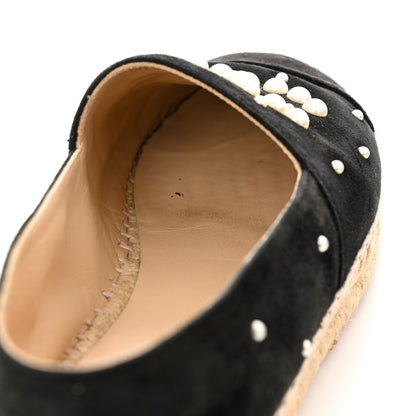 Chanel Suede Pearl CC Espadrilles 38 Black 9 of 12