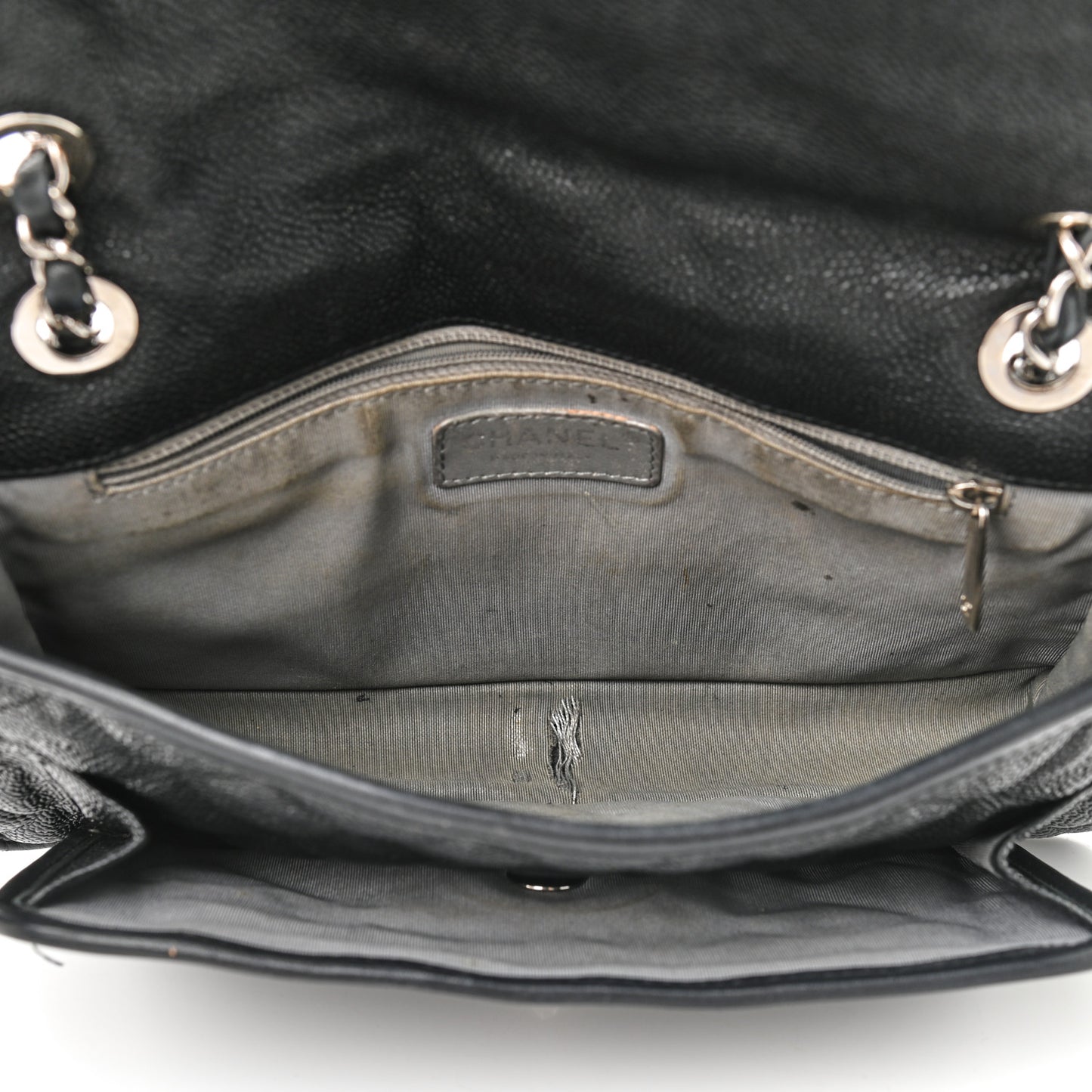 Caviar Quilted Medium French Riviera Flap Black