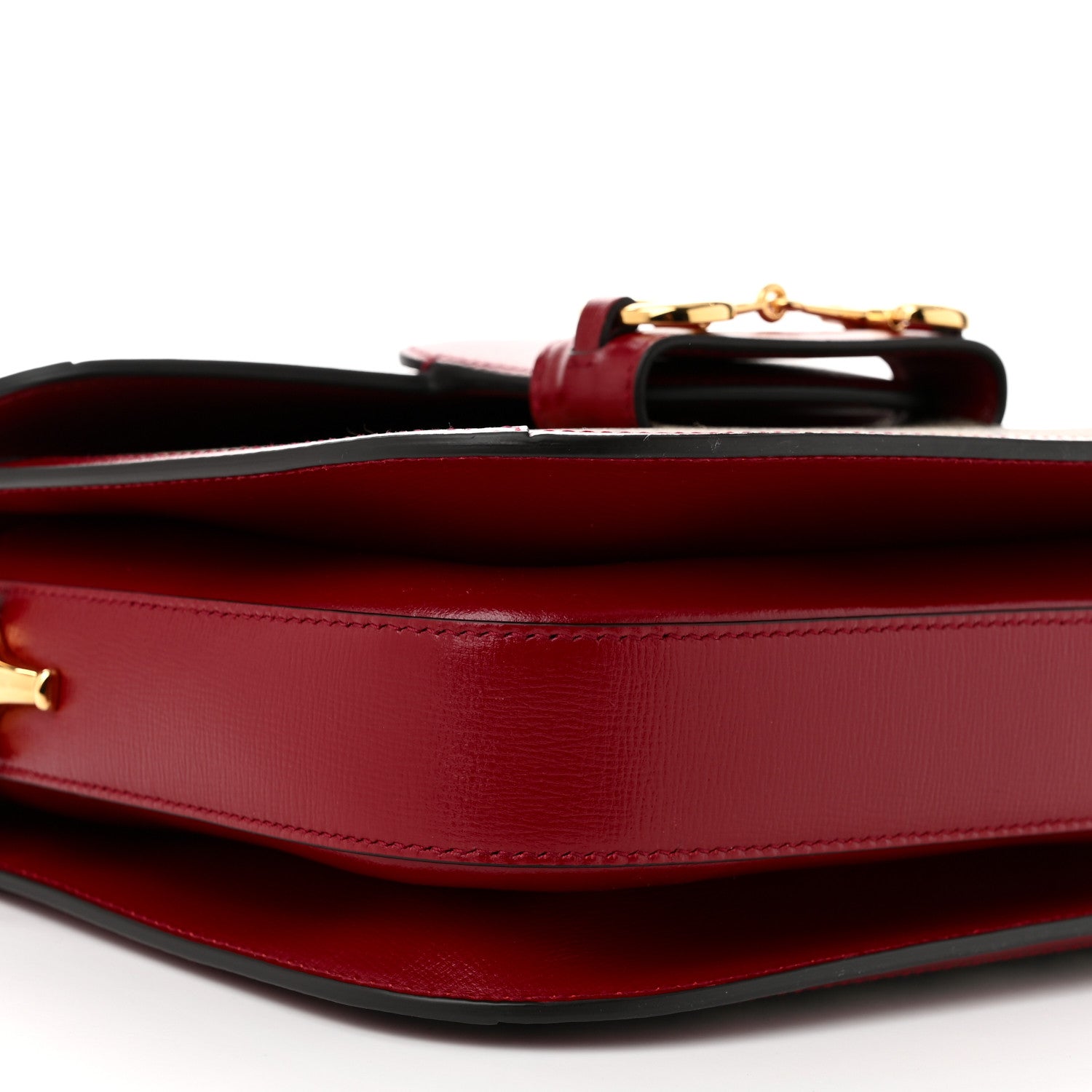 Gucci GG Supreme Monogram Azalea Calfskin Horsebit 1955 Shoulder Bag Beige Ebony New Cherry Red 9 of 10