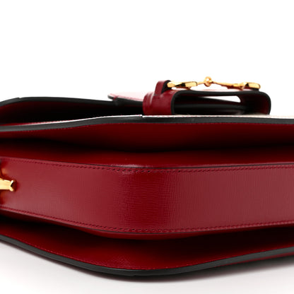 Gucci GG Supreme Monogram Azalea Calfskin Horsebit 1955 Shoulder Bag Beige Ebony New Cherry Red 9 of 10