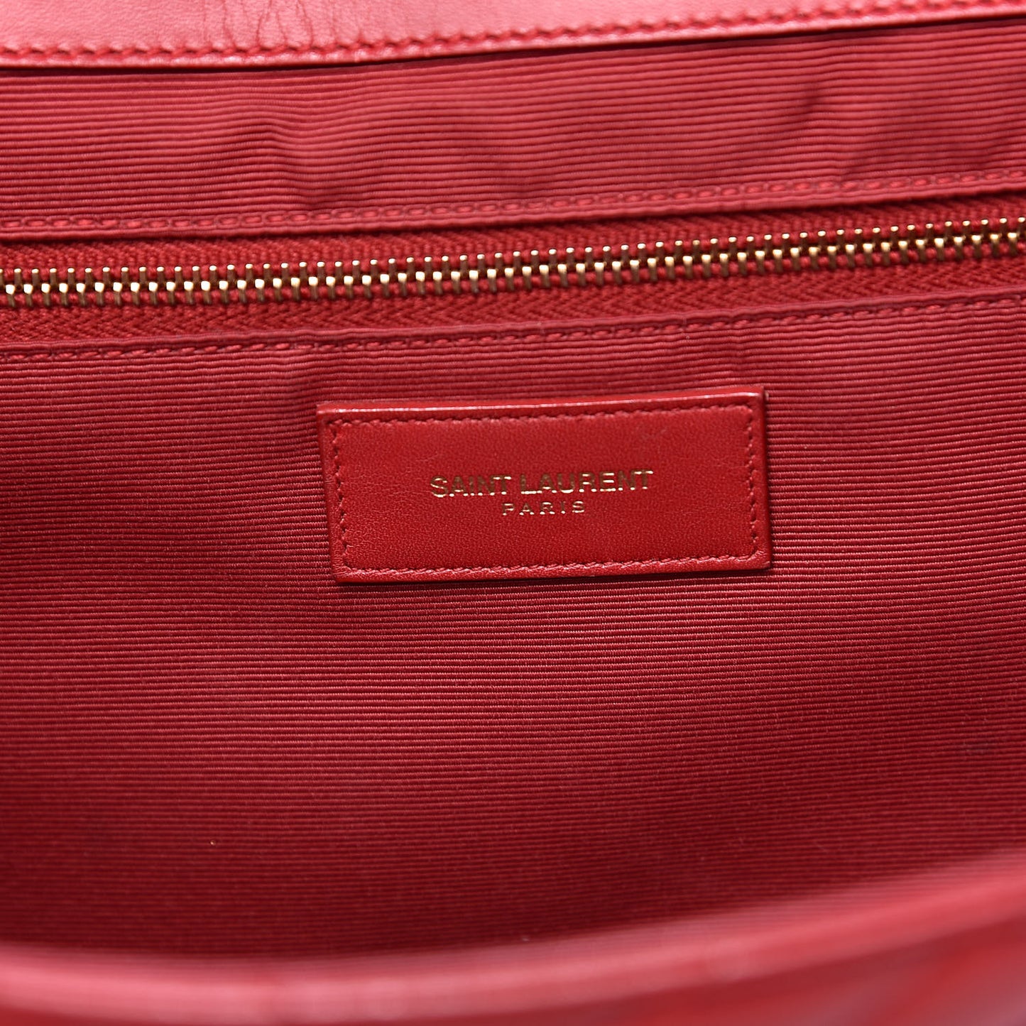 Lambskin Matelasse Chevron Large Monogram Satchel Red