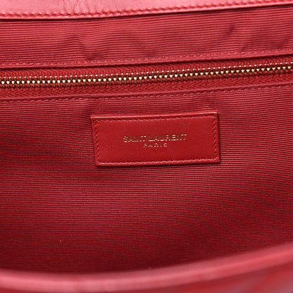 Saint Laurent Lambskin Matelasse Chevron Large Monogram Satchel Red 6 of 20