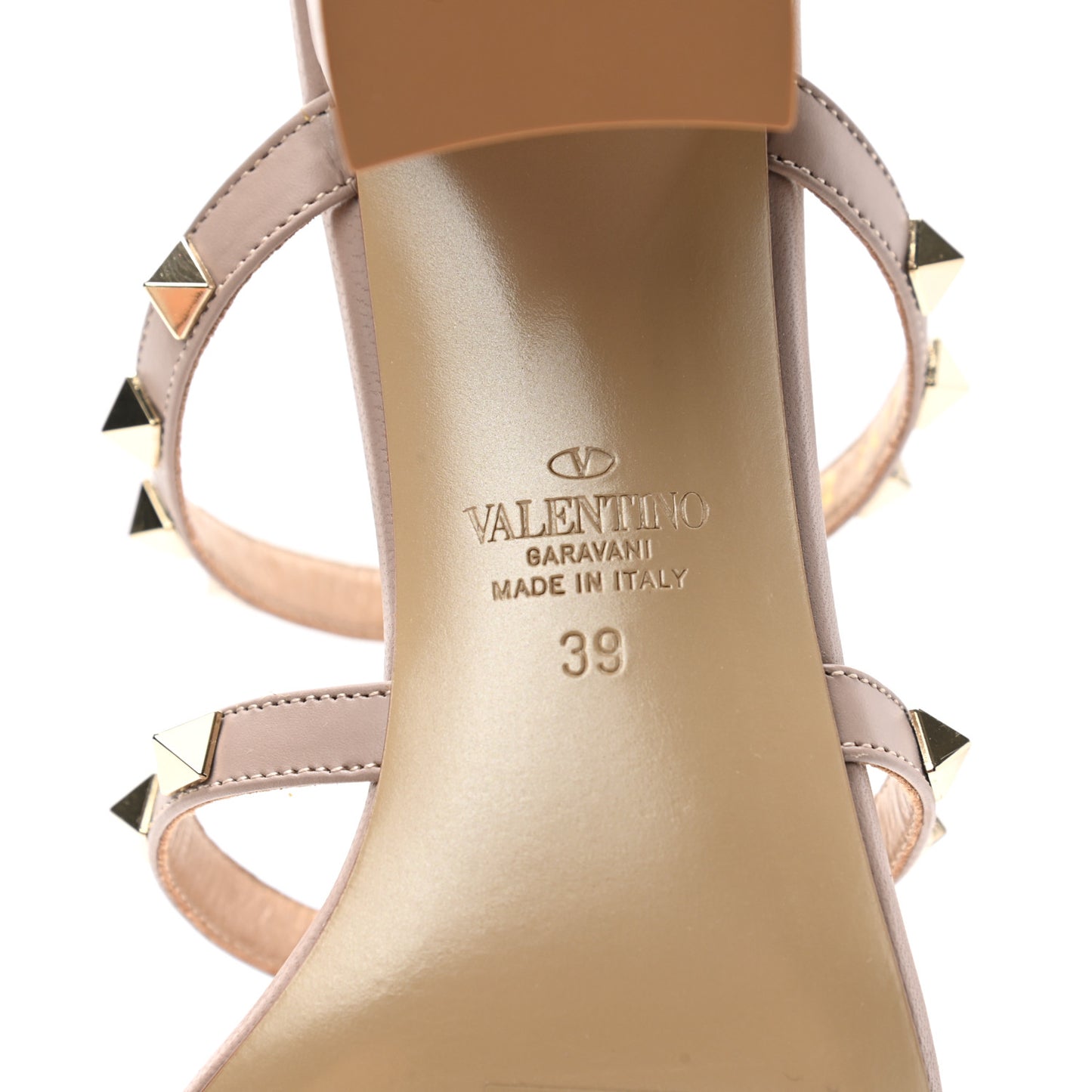 Calfskin Rockstud 60mm Caged Slide Sandals 39 Poudre