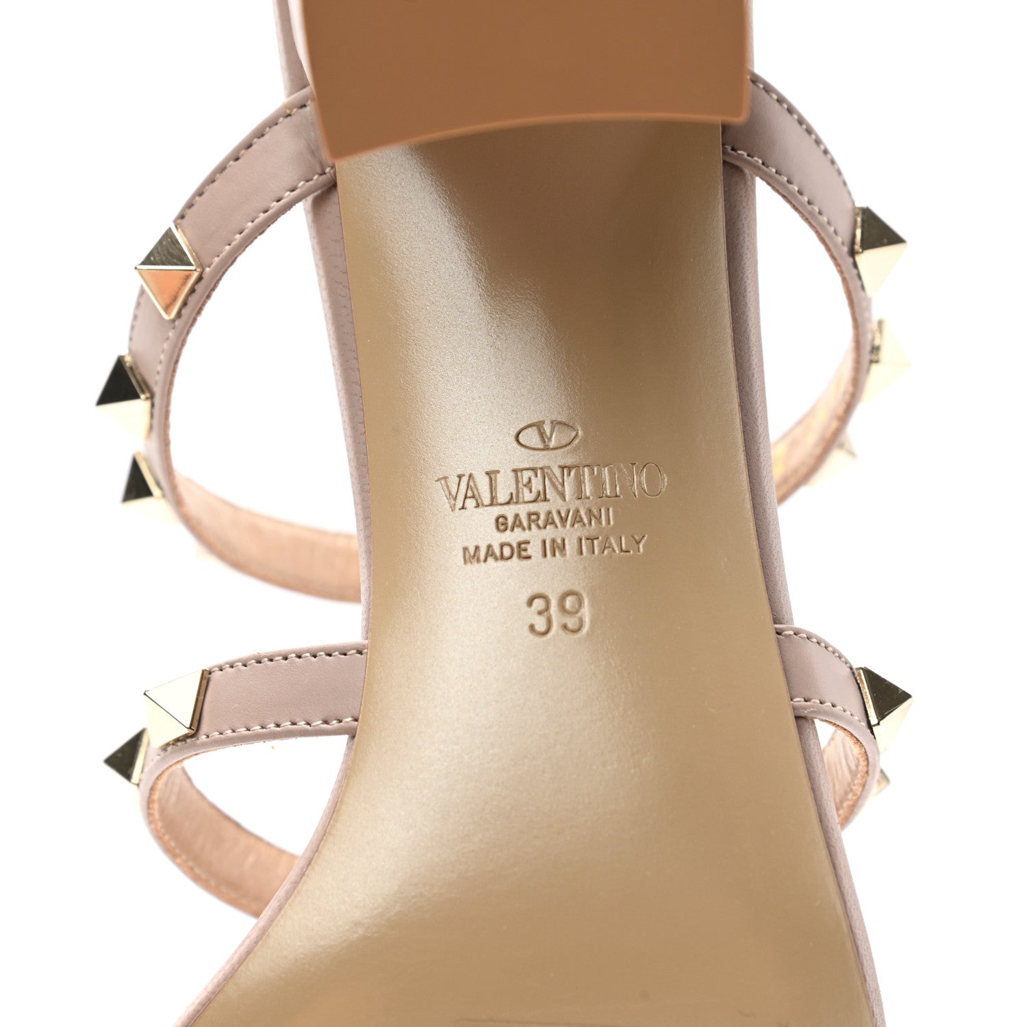 Valentino Garavani Calfskin Rockstud 60mm Caged Slide Sandals 39 Poudre 6 of 9