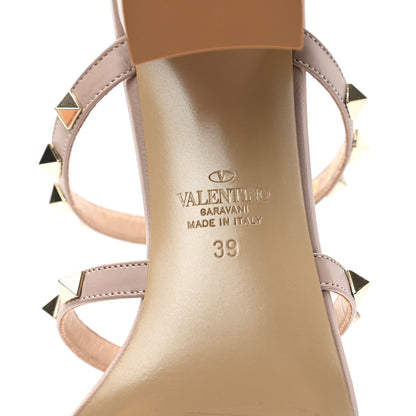 Valentino Garavani Calfskin Rockstud 60mm Caged Slide Sandals 39 Poudre 6 of 9