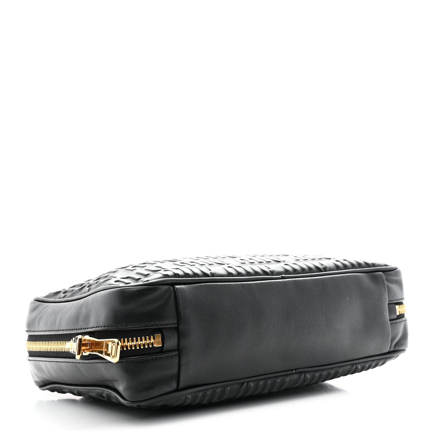 Miu Miu Softy Logo Embossed Chain Shoulder Bag Black 4 of 9