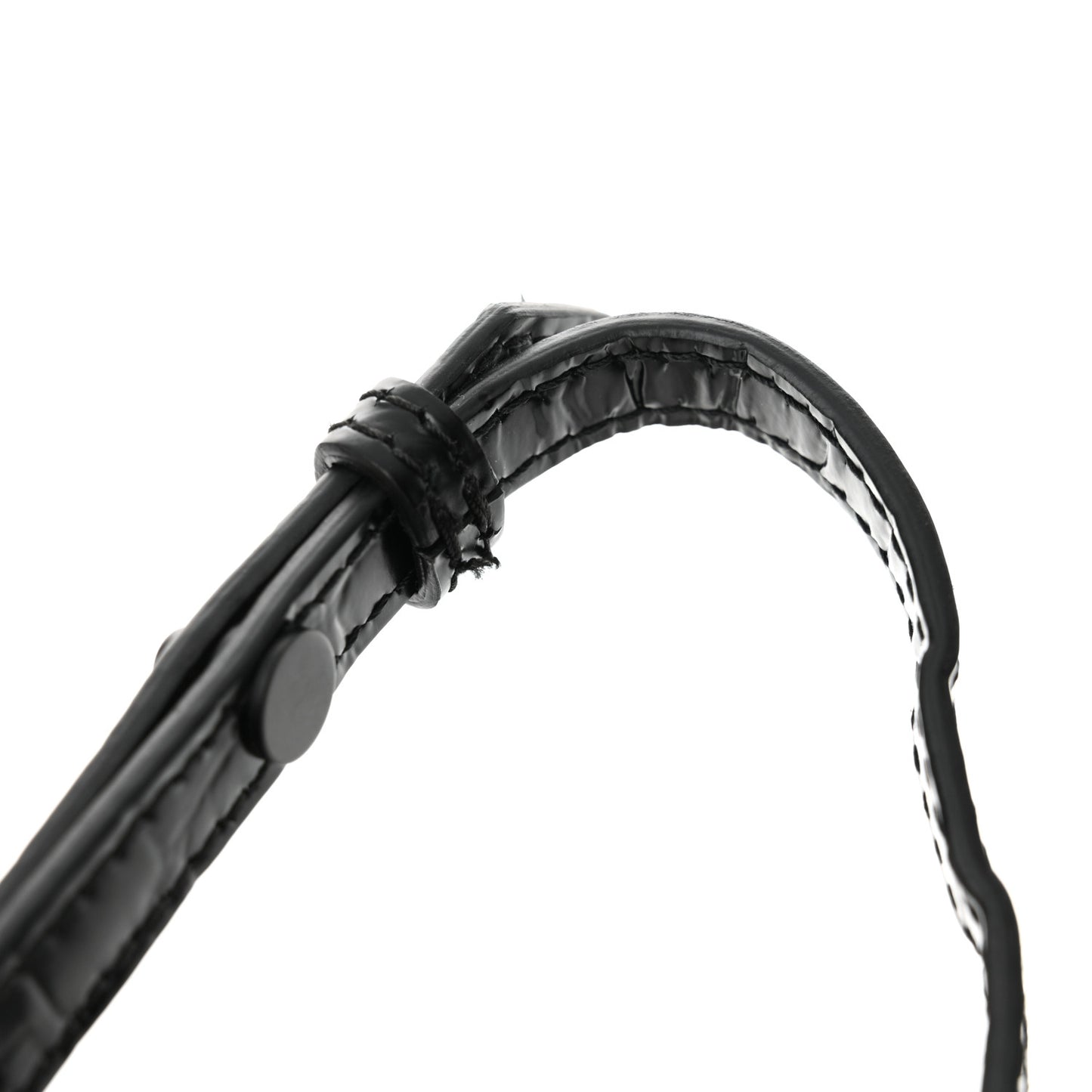Semi Shiny Calfskin Crocodile Embossed Neo Classic Black Hardware Nano City Black
