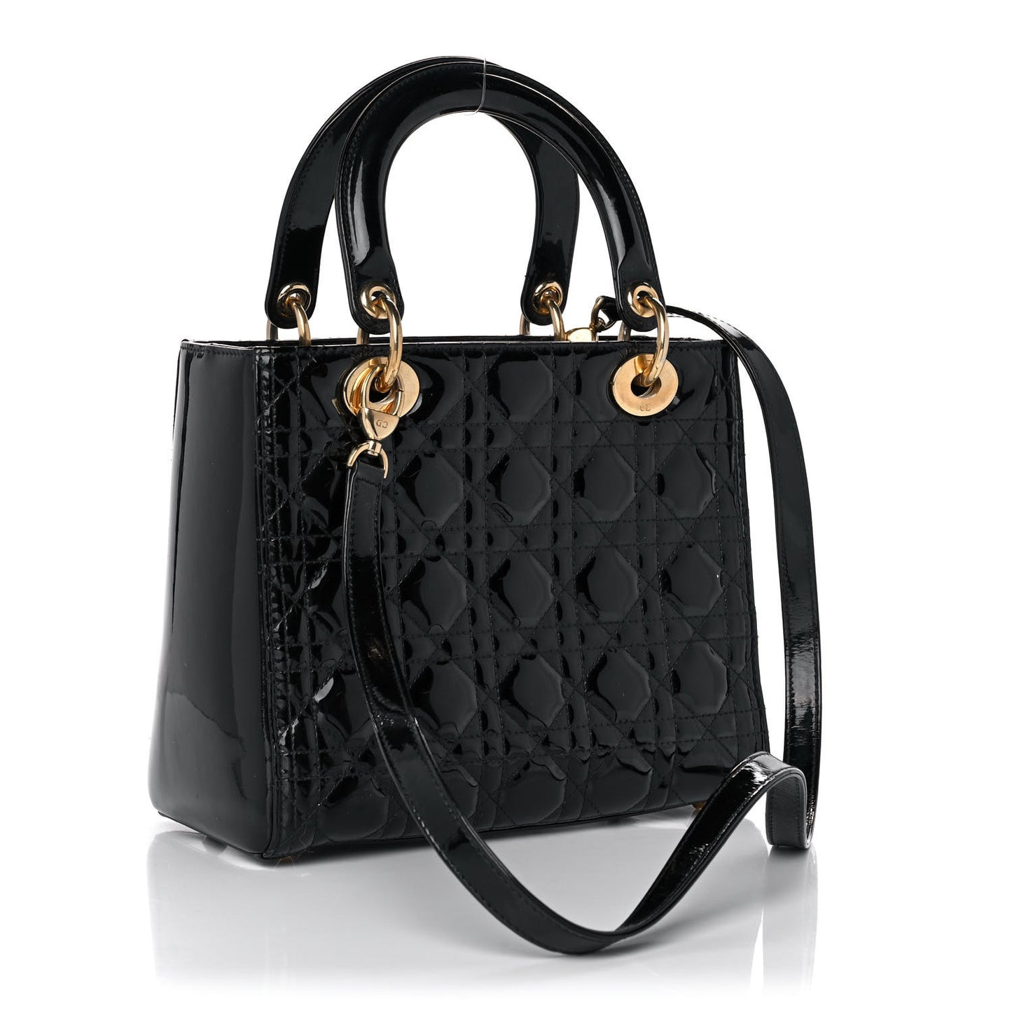 Patent Cannage Medium Lady Dior Black