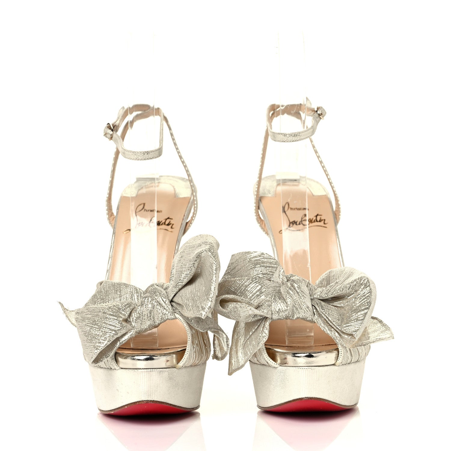 Christian Louboutin Chiffon Lame Bow Artydiva 120 Platform Sandals 37 Gold 4 of 7