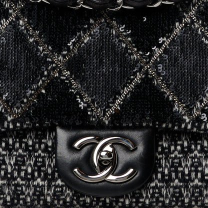 Chanel Sequin Tweed Icons Large Accordion 3 Flap Black 11 of 13
