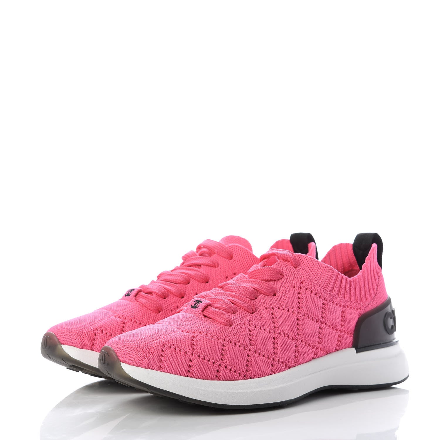 Chanel Mixed Fabrics Knit Sneakers 36.5 Pink 3 of 8