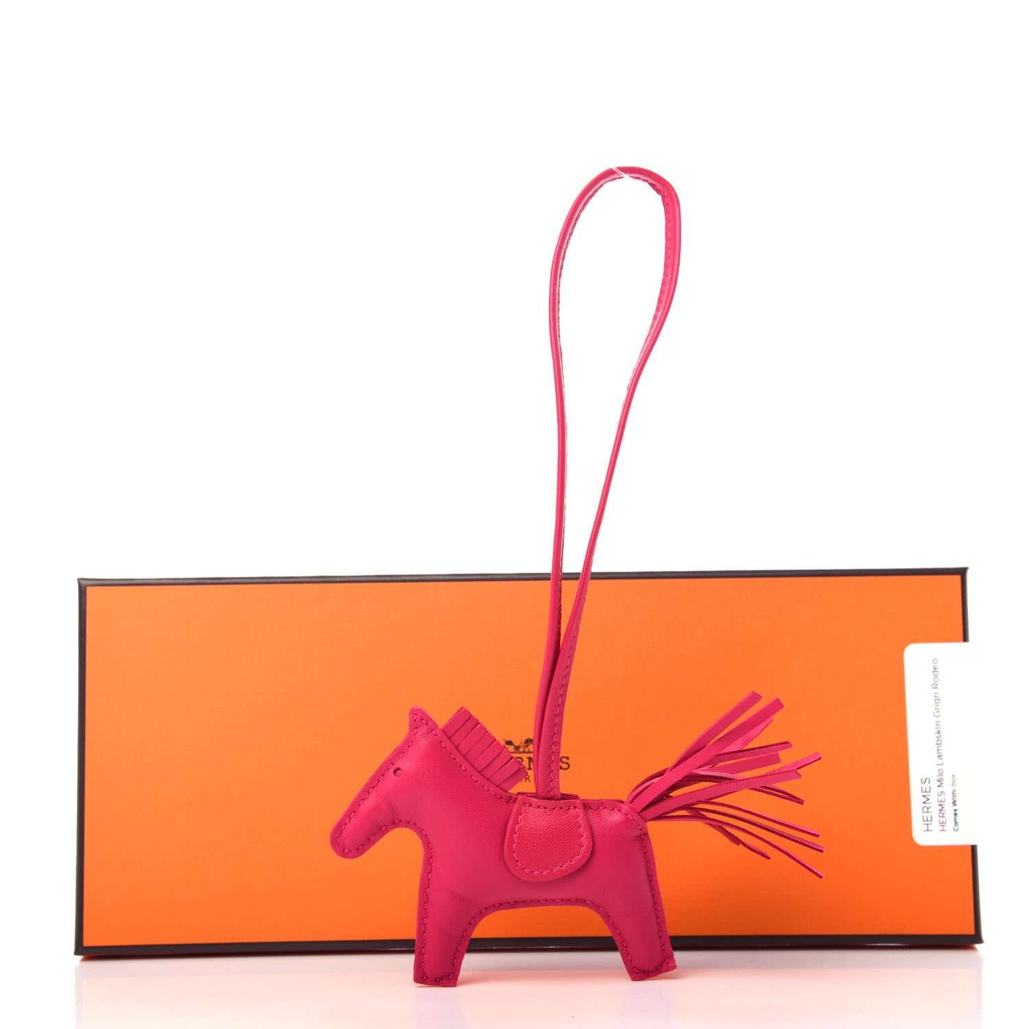 Hermes Milo Lambskin Grigri Rodeo Horse Bag Charm PM Rose Mexico 5 of 5
