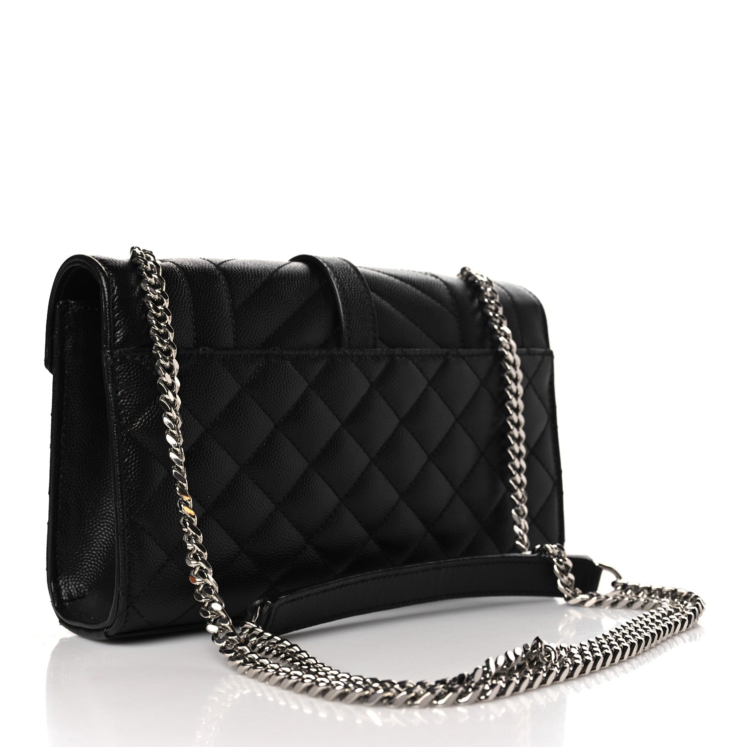 Saint Laurent Grain De Poudre Textured Mixed Matelasse Triquilt Small Monogram Satchel Black 3 of 8