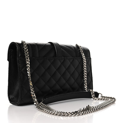 Saint Laurent Grain De Poudre Textured Mixed Matelasse Triquilt Small Monogram Satchel Black 3 of 8