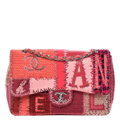 Chanel Tweed Patchwork Jumbo Single Flap Pink 1 of 10