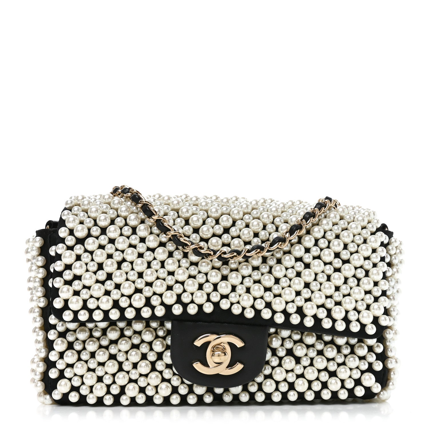 Chanel Lambskin Pearl On Flap Black 1 of 10