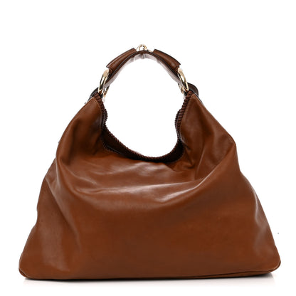 Gucci Calfskin Large Horsebit Chain Hobo Brown 1 of 10