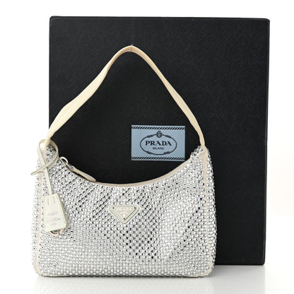 Prada Satin Crystal Mini Re-Edition 2000 Bag White 15 of 15
