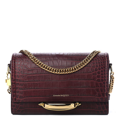 Alexander McQueen Calfskin Crocodile Embossed The Story Shoulder Bag Oxblood 1 of 4