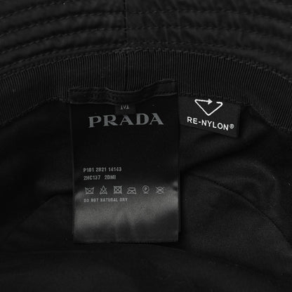 Prada Re-Nylon Metal Triangle Logo Mens Bucket Hat M Black 6 of 6