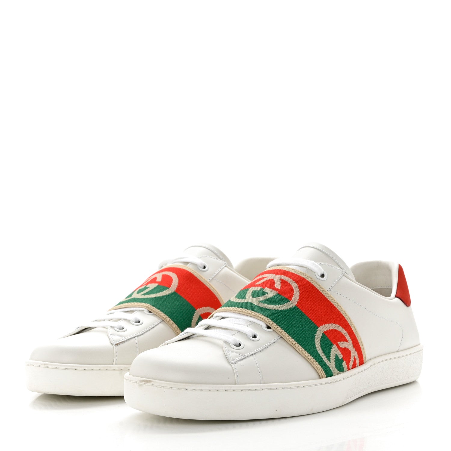 Gucci Calfskin Web Interlocking G Mens Ace Sneakers 8.5 White 3 of 8