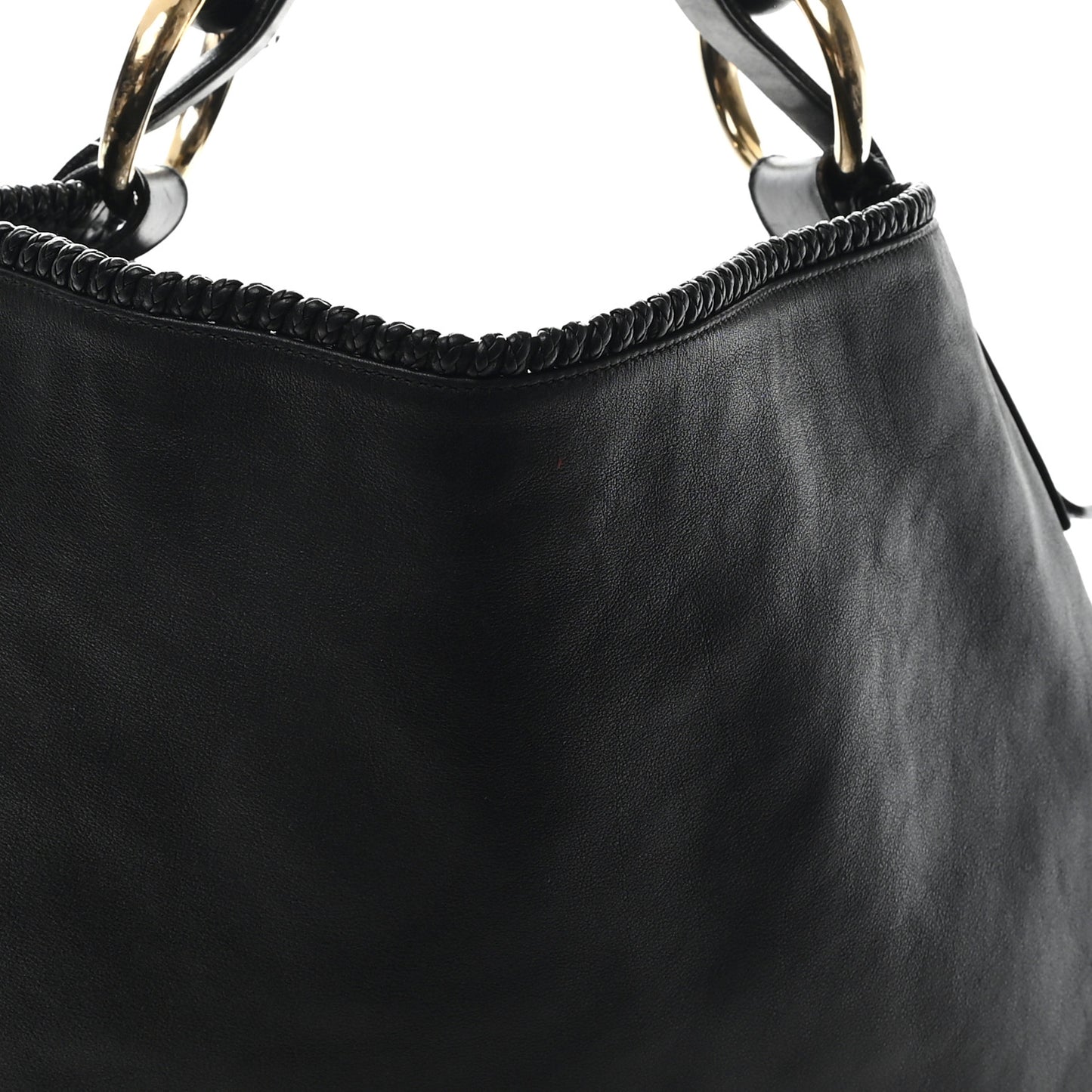 Calfskin Large Horsebit Chain Hobo Black