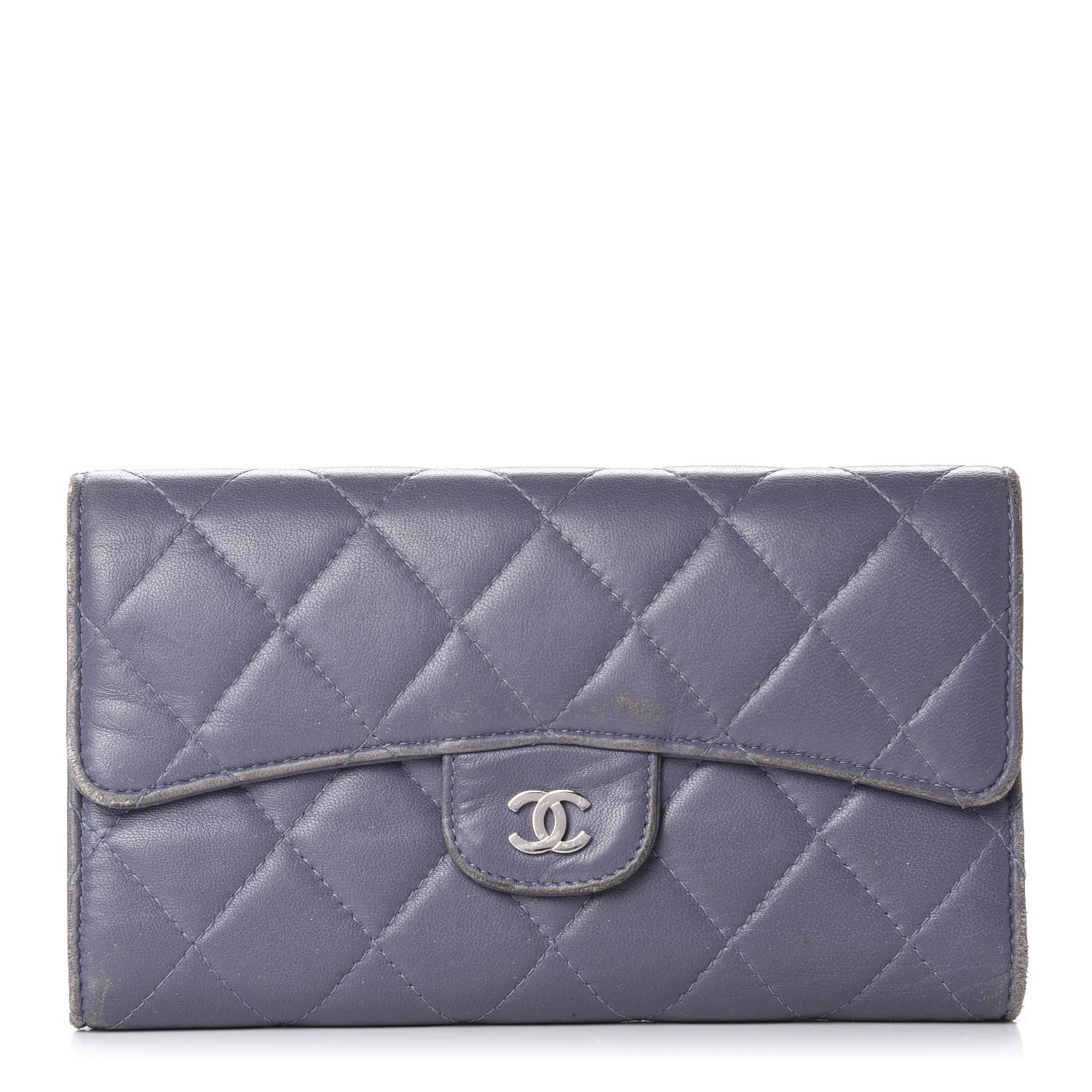 Chanel Lambskin Quilted Large Flap Wallet Purple 1 of 15