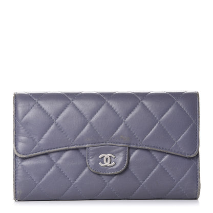Chanel Lambskin Quilted Large Flap Wallet Purple 1 of 15