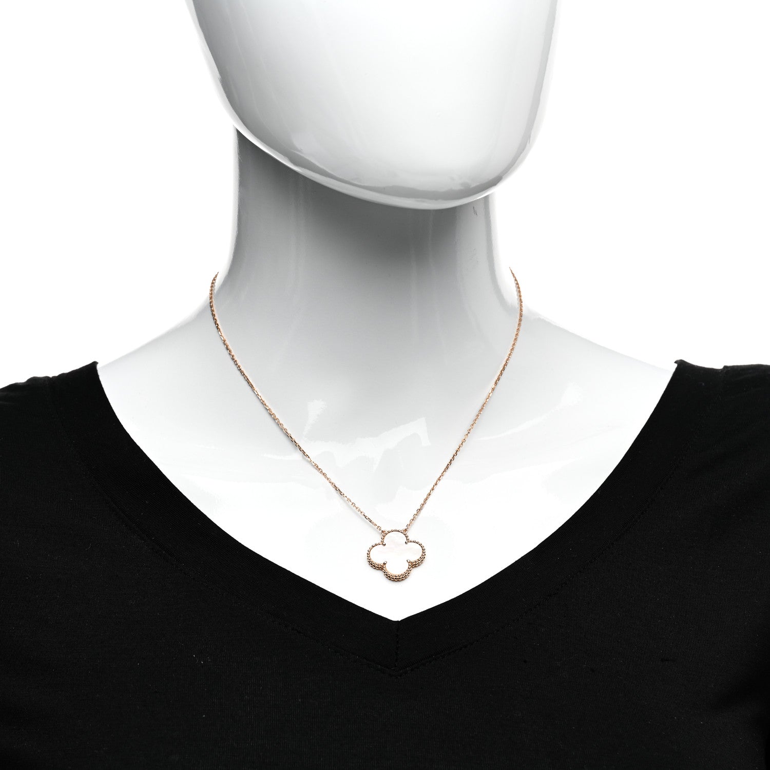 Van Cleef & Arpels 18K Rose Gold Mother of Pearl "Edition Ginza" Magic Alhambra Pendant Necklace 2 of 6