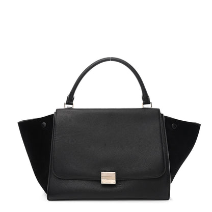 Celine Drummed Calfskin Suede Medium Trapeze Black 1 of 10