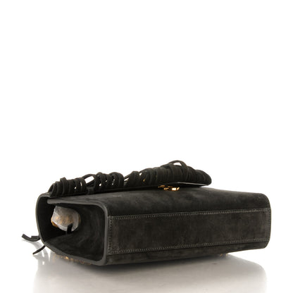 Saint Laurent Suede Fringe Small Monogram Satchel Black 4 of 8
