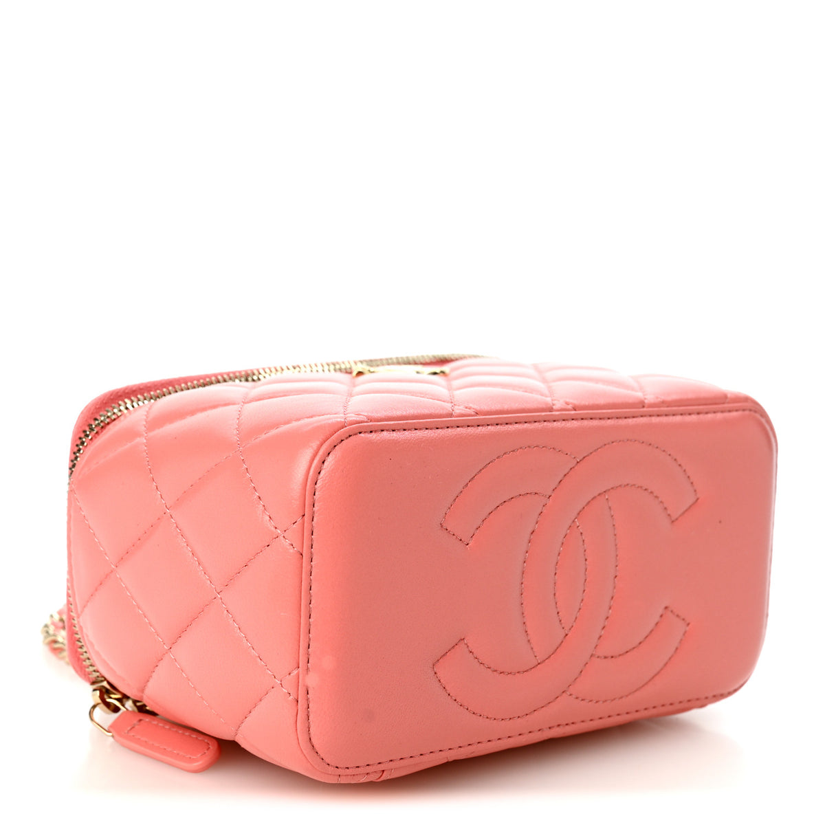 Chanel Lambskin Quilted Small Charming Top Handle Vanity Case With Chain Pink 4 of 10