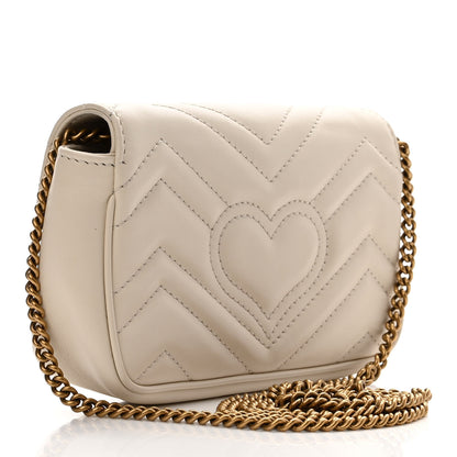 Gucci Calfskin Matelasse Super Mini GG Marmont Shoulder Bag White 3 of 11