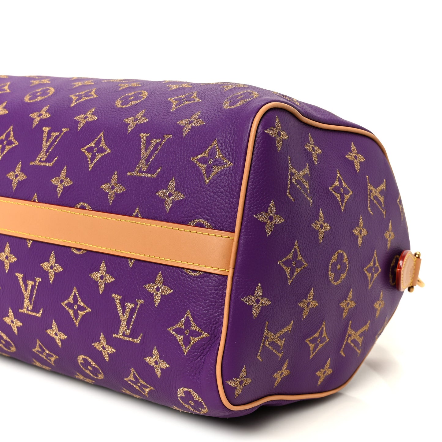 Calfskin Embroidered Monogram Speedy P9 Bandouliere 30 Golden Lotus Purple