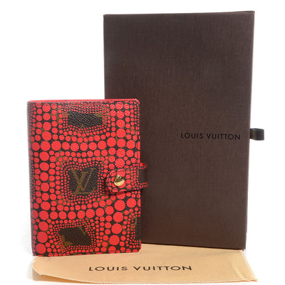 Louis Vuitton Monogram Kusama Town Small Ring Agenda Cover Red 6 of 12