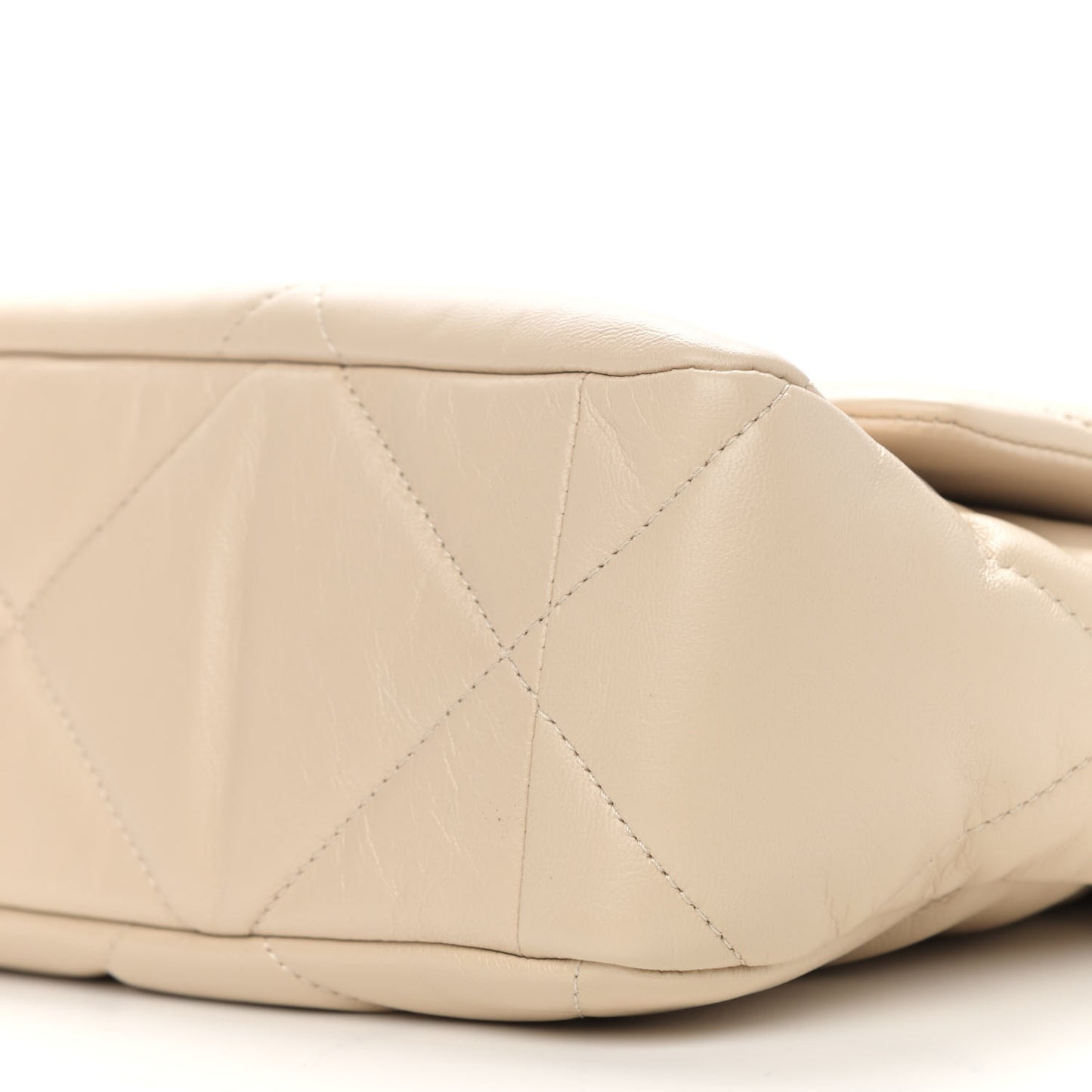Goatskin Quilted Large Chanel 19 Flap Beige