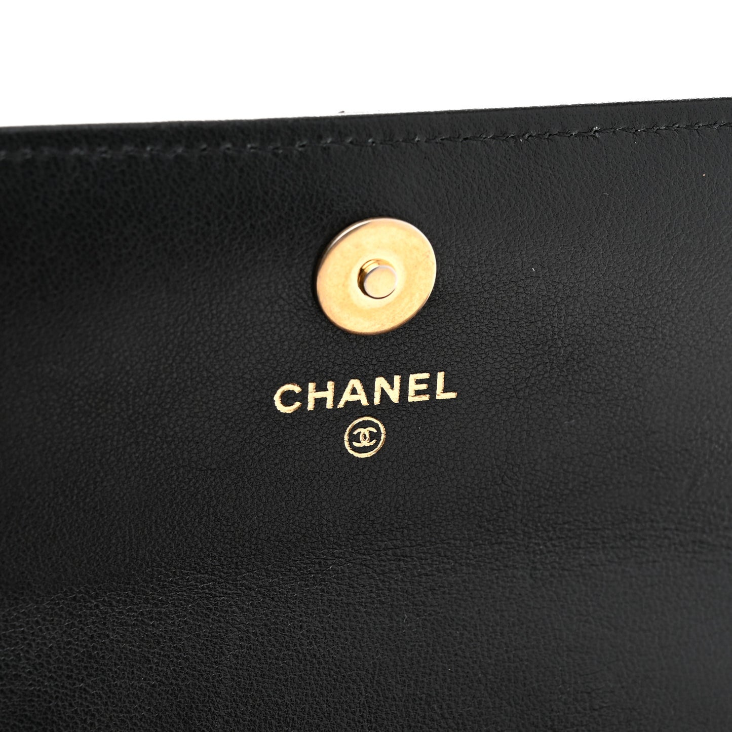 Goatskin Quilted Chanel 19 Glasses Case With Chain Black