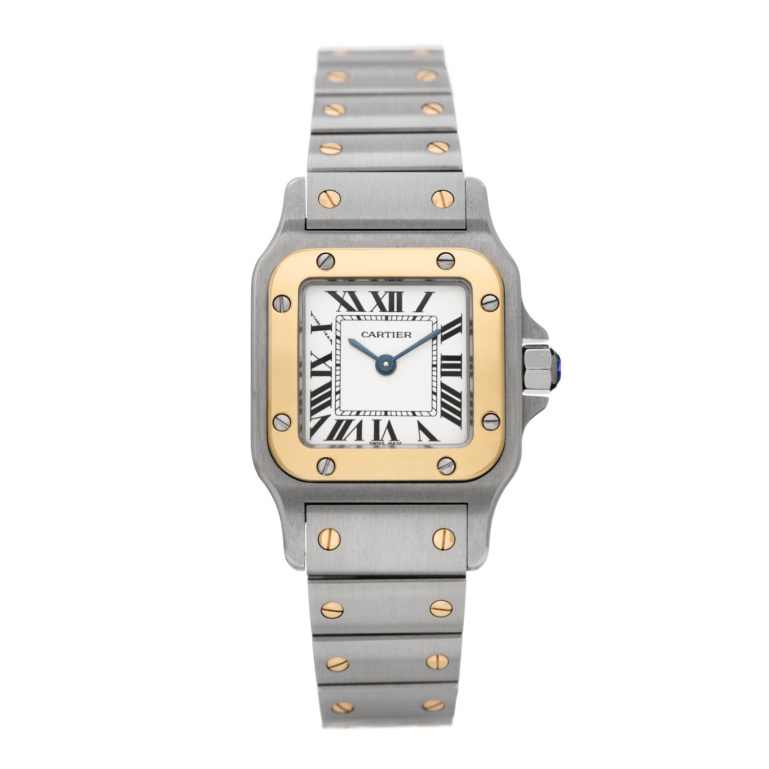 Cartier Stainless Steel 18K Yellow Gold 24mm Santos De Cartier Galbee Quartz Watch 1 of 5