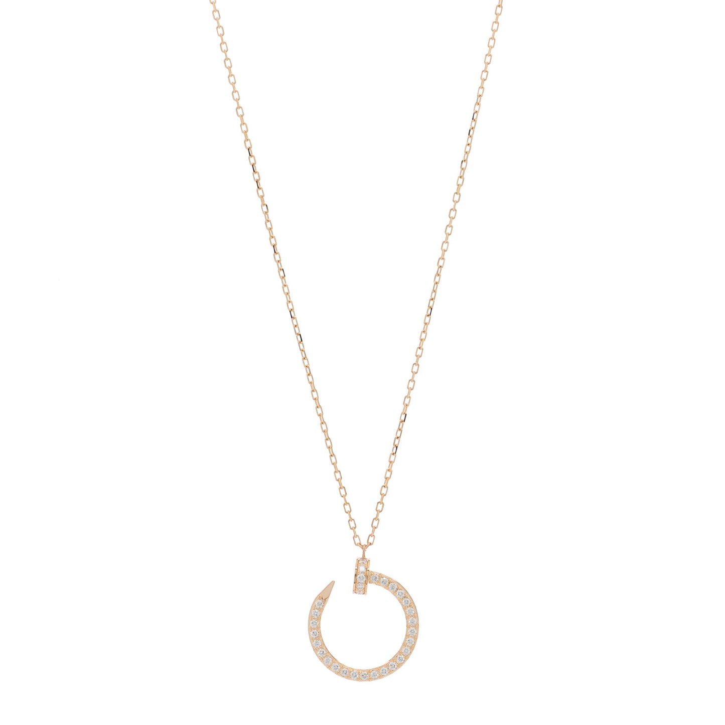 18K Pink Gold Diamond Juste Un Clou Paved Pendant Necklace