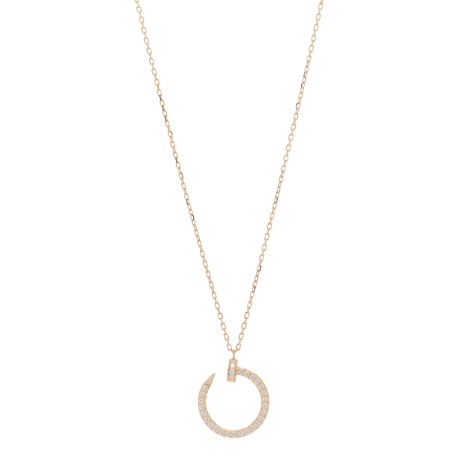 Cartier 18K Pink Gold Diamond Juste Un Clou Paved Pendant Necklace 1 of 7