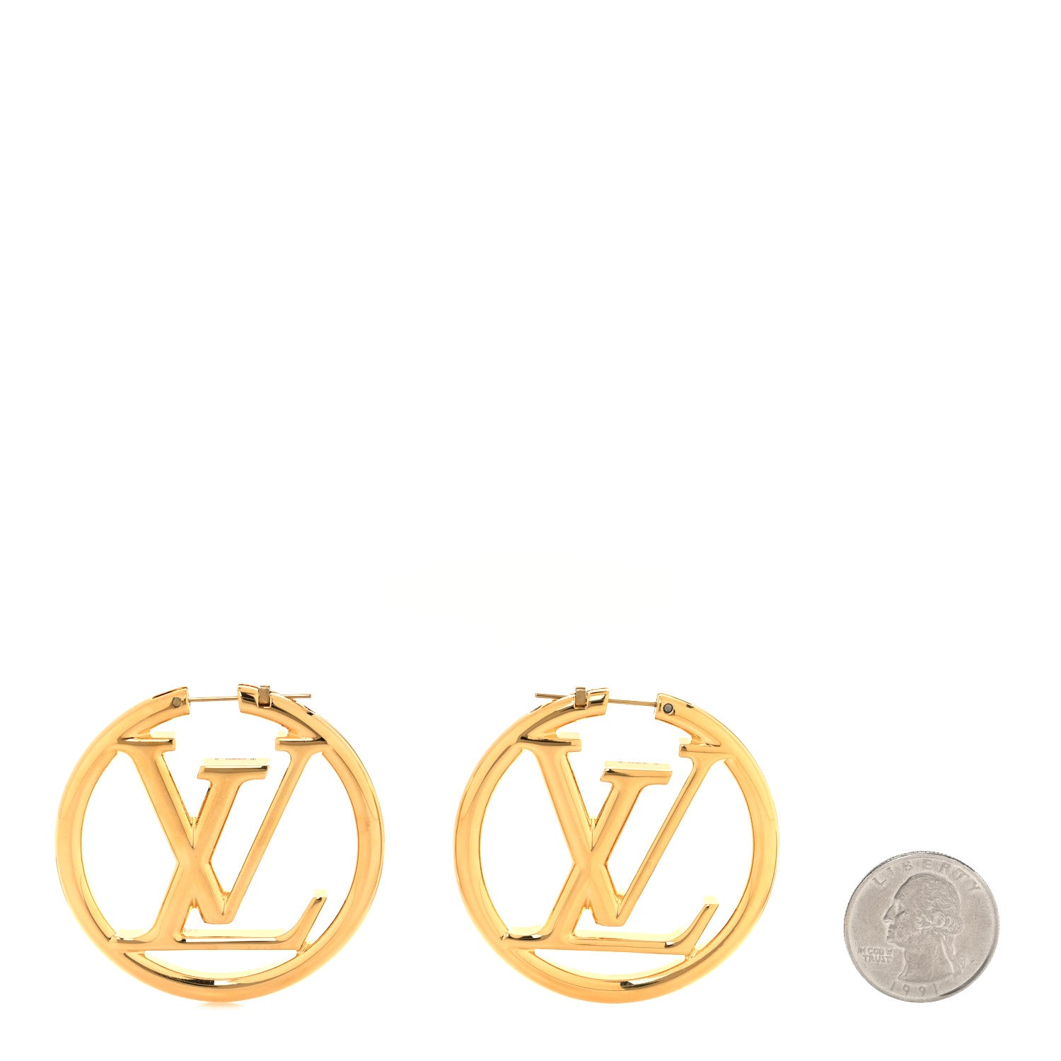 Louis Vuitton Metal Louise Hoop Earrings Gold 2 of 5
