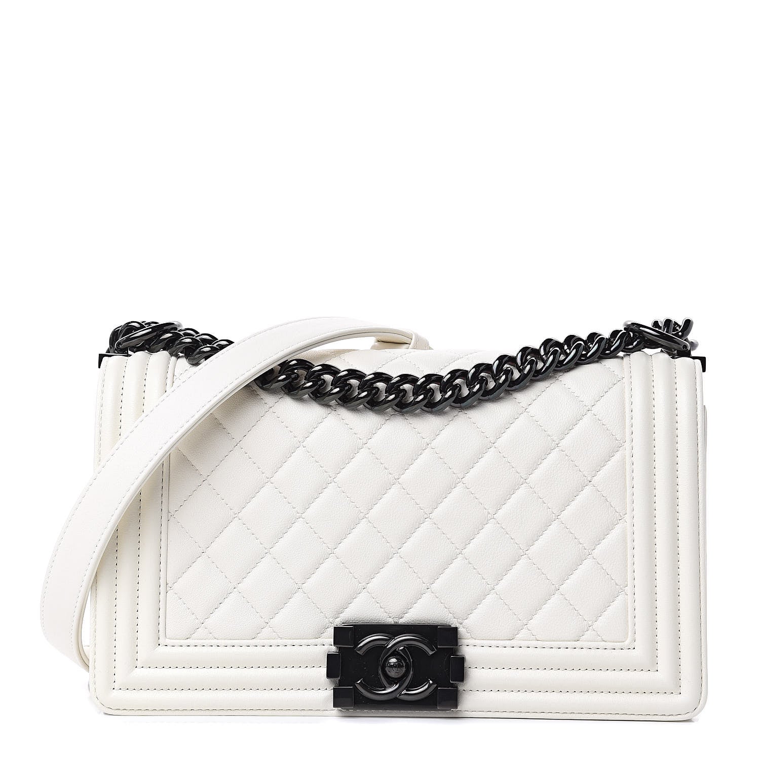 Chanel Calfskin Quilted Medium Boy Flap White 1 of 10