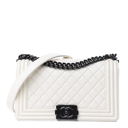 Chanel Calfskin Quilted Medium Boy Flap White 1 of 10