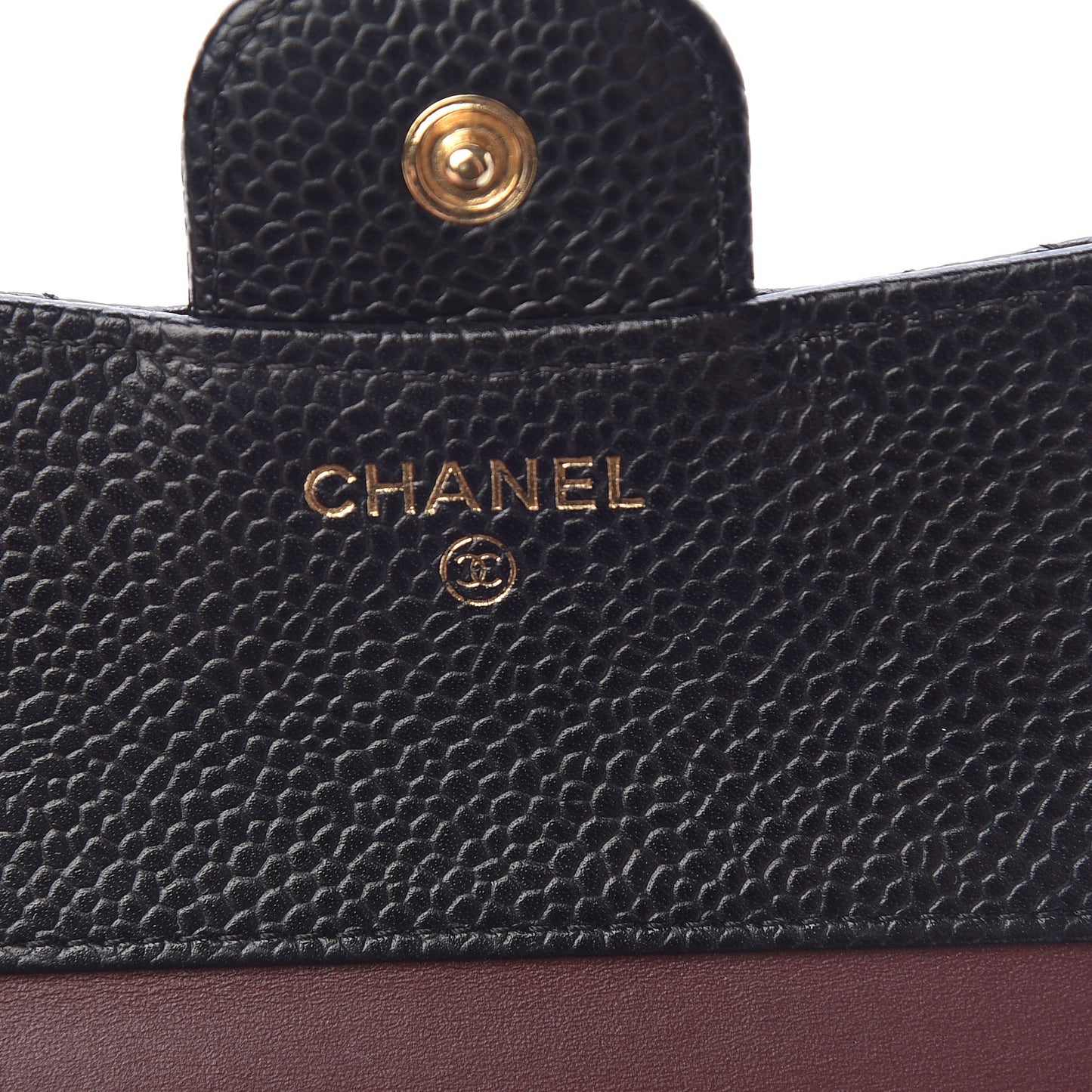 Caviar Quilted Compact Flap Wallet Black